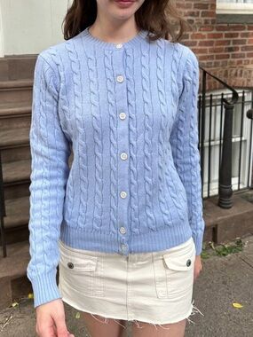 Brandy Melville Powder Blue Cable-Knit Cardigan
